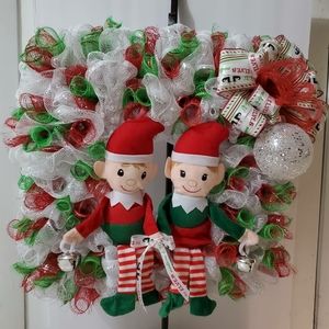 SOLD. Christmas Wreath with Elves